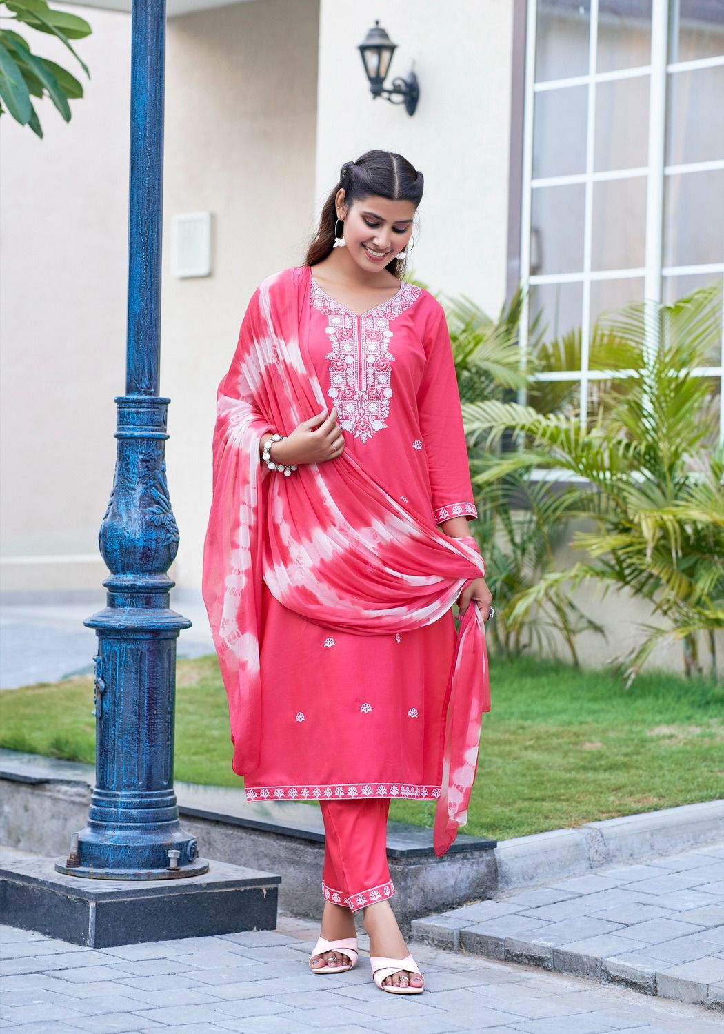 Karachi Vol 2 By Mystic 9 Rayon Embroidery Kurti With Bottom Dupatta Wholesalers In India
